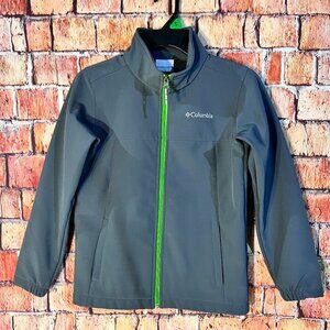 Gray Boys Size M Columbia Fall Jacket with Neon Green Zipper